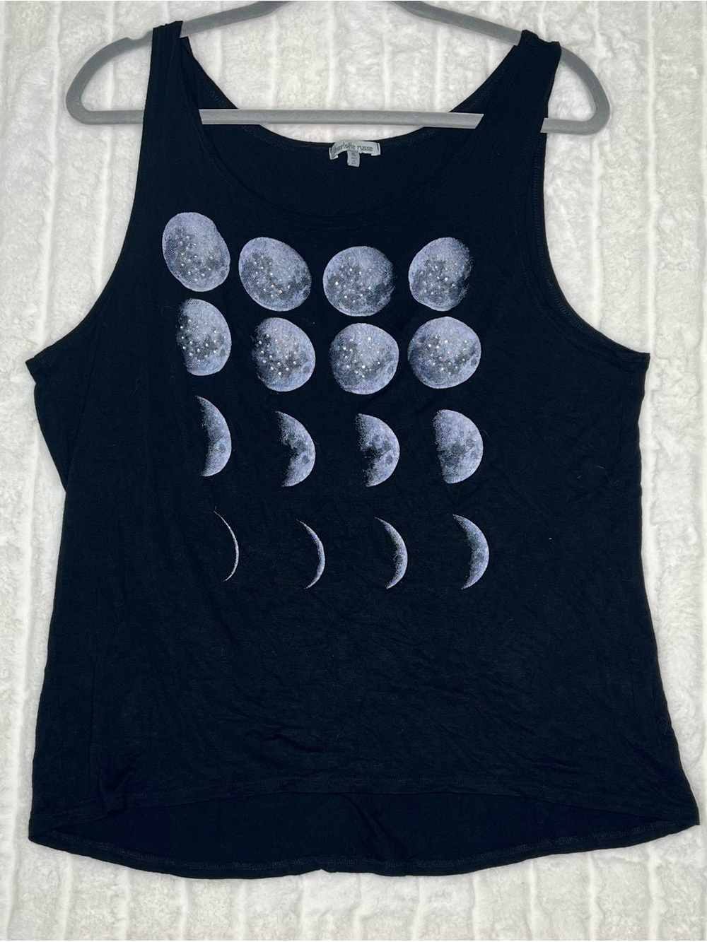 Charlotte Russe Moon Phase Graphic Tank Top Black Celestial XL